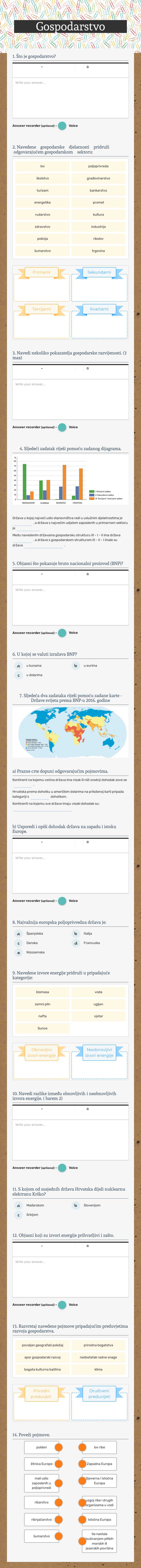 Gospodarstvo Other worksheet preview