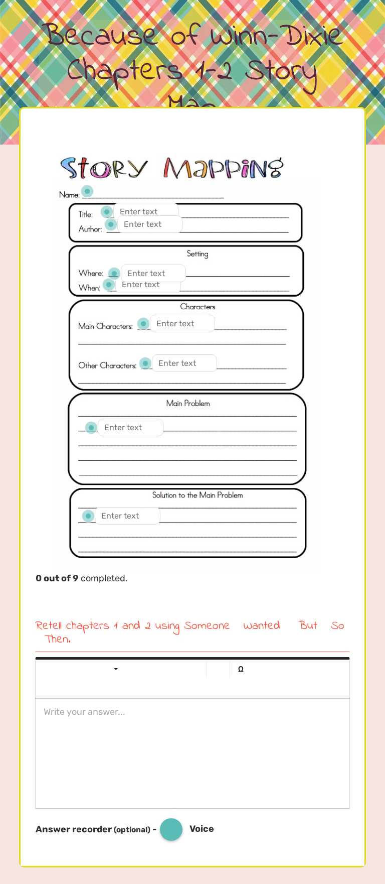 Because of Winn-Dixie  Chapters 1-2 Story Map Grade 3 worksheet preview