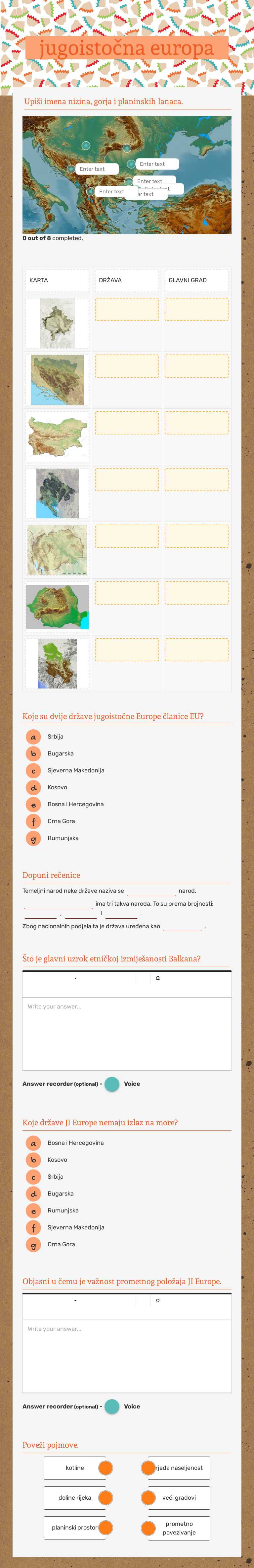 jugoistočna europa worksheet preview image