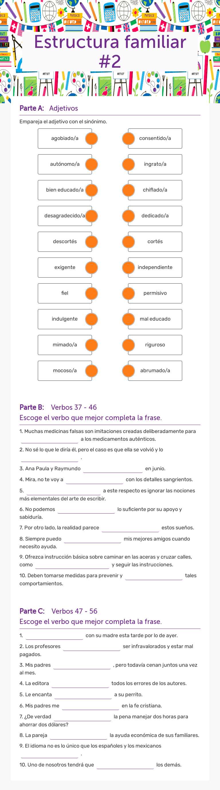 Estructura familiar #2 worksheet preview image