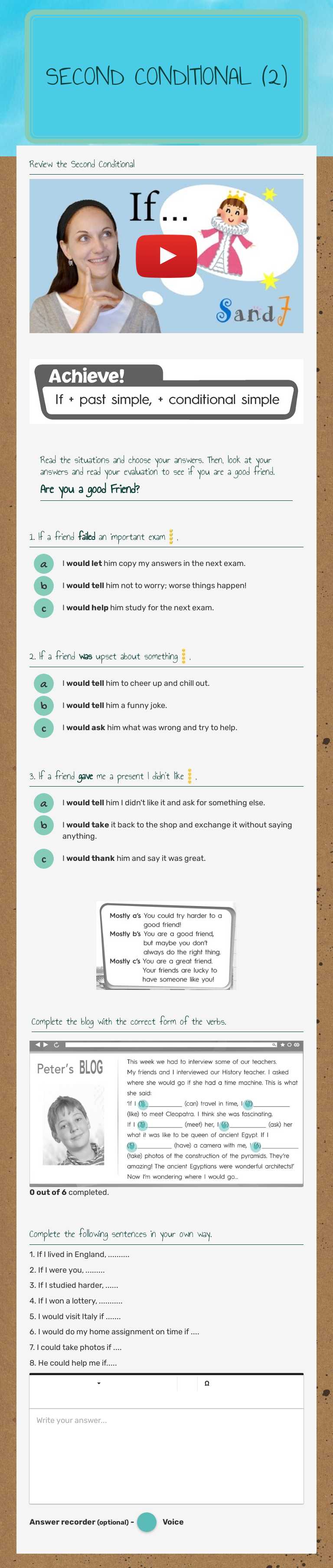 Second Conditional (2) Grade 5 worksheet preview