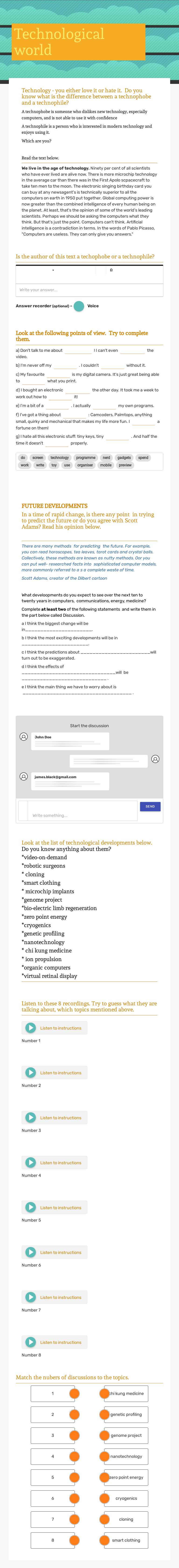 Technological world worksheet preview image