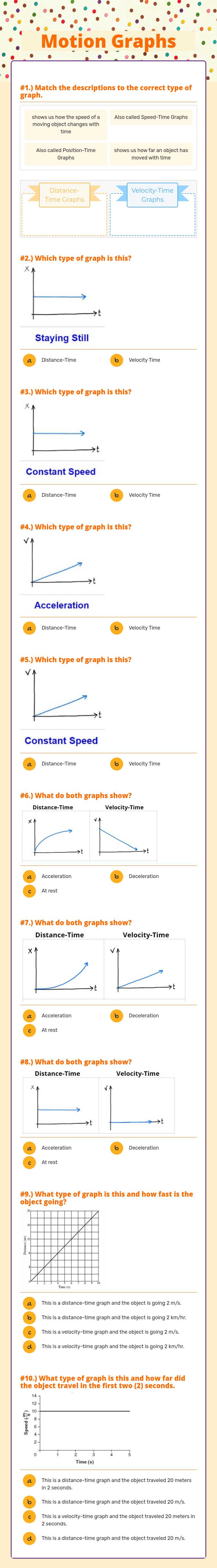 Motion Graphs worksheet preview image