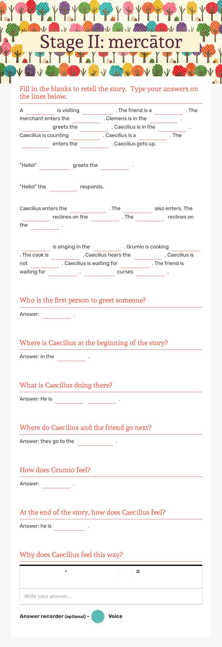 Stage II: mercātor worksheet preview image