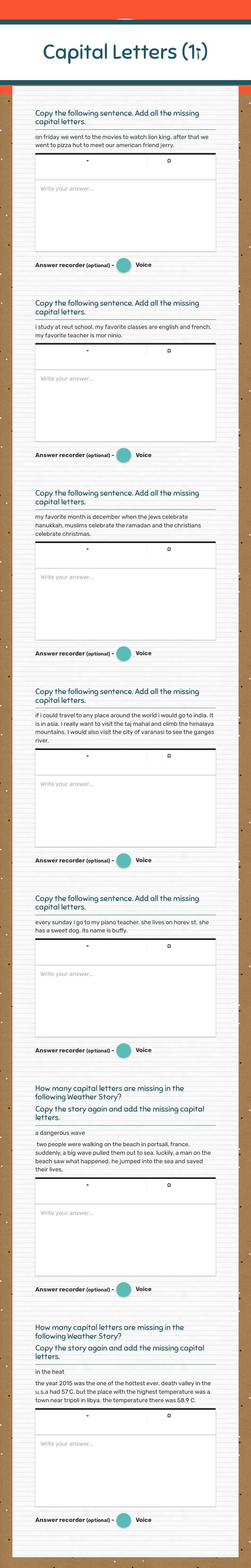 Capital Letters
(ז1) Grade 7 worksheet preview