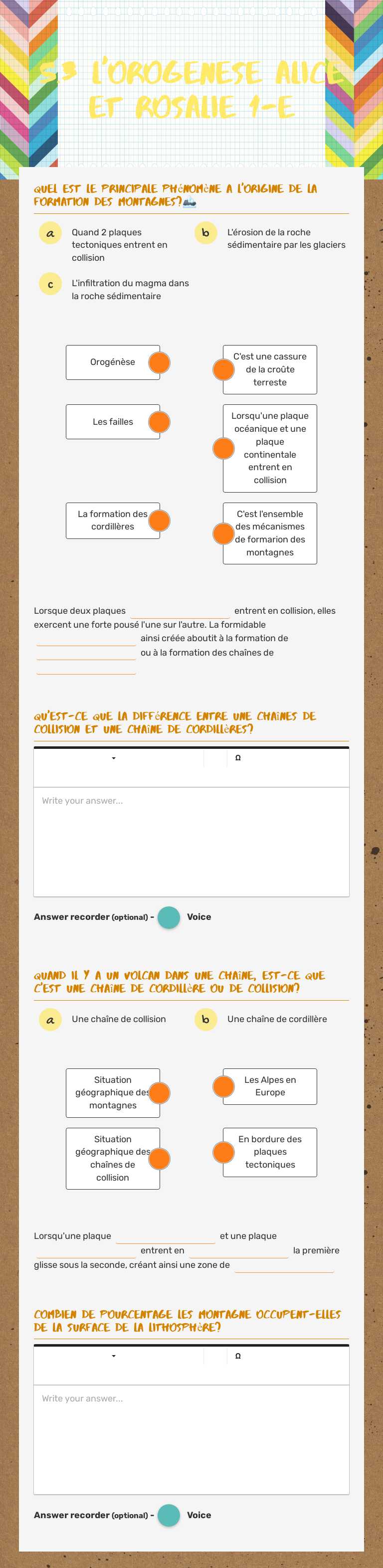 5.3 l'orogenese Alice et Rosalie 1-e worksheet preview image