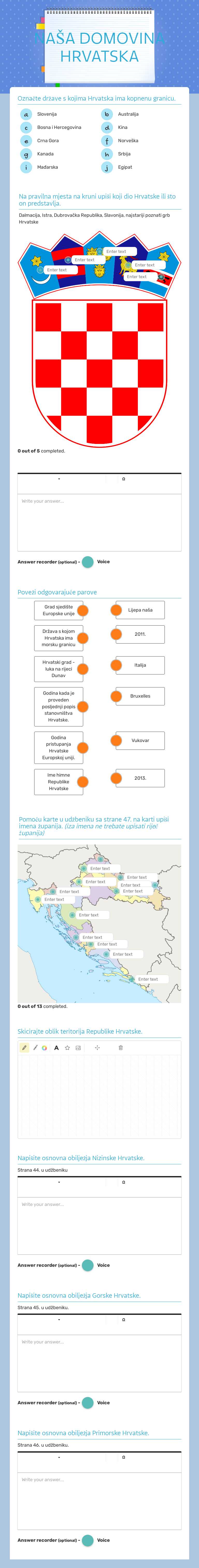 NAŠA DOMOVINA
 HRVATSKA Grade 5 worksheet preview