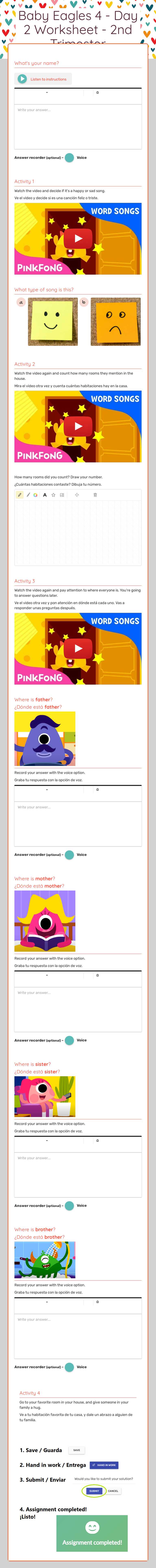 Baby Eagles 4 - Day 2 Worksheet - 2nd Trimester worksheet preview image