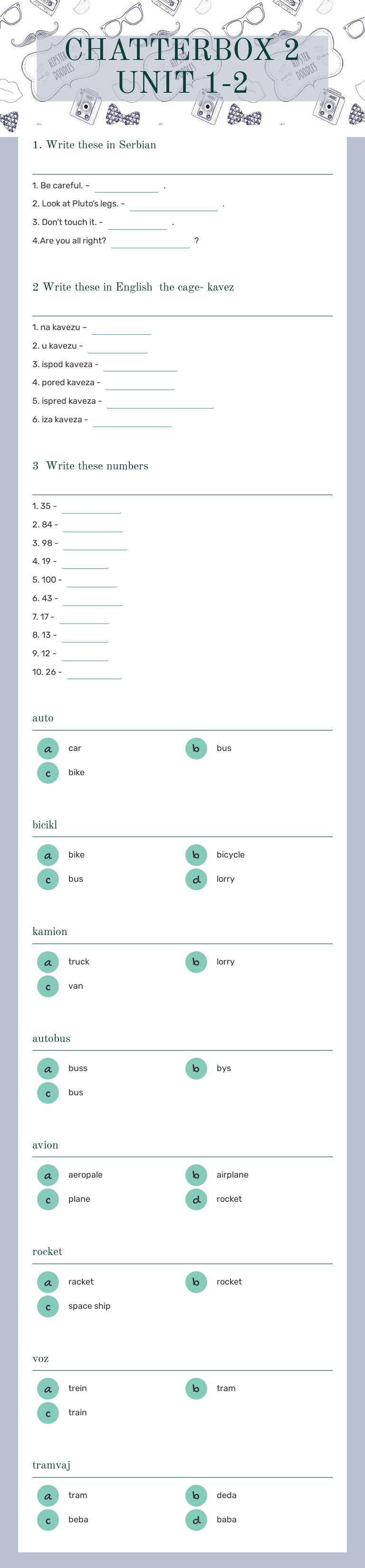 CHATTERBOX 2 UNIT 1-2 worksheet preview image