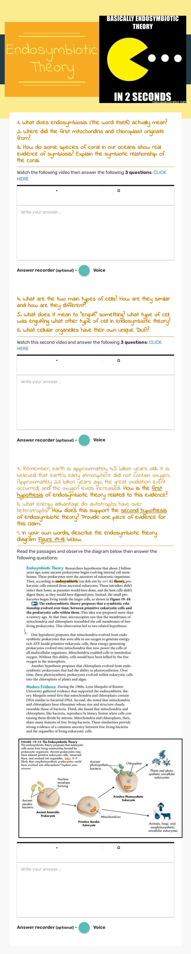 Endosymbiotic Theory worksheet preview image