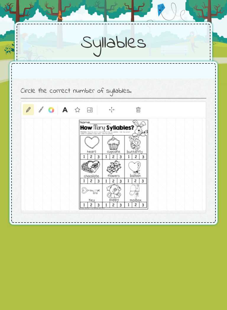 Syllables worksheet preview image