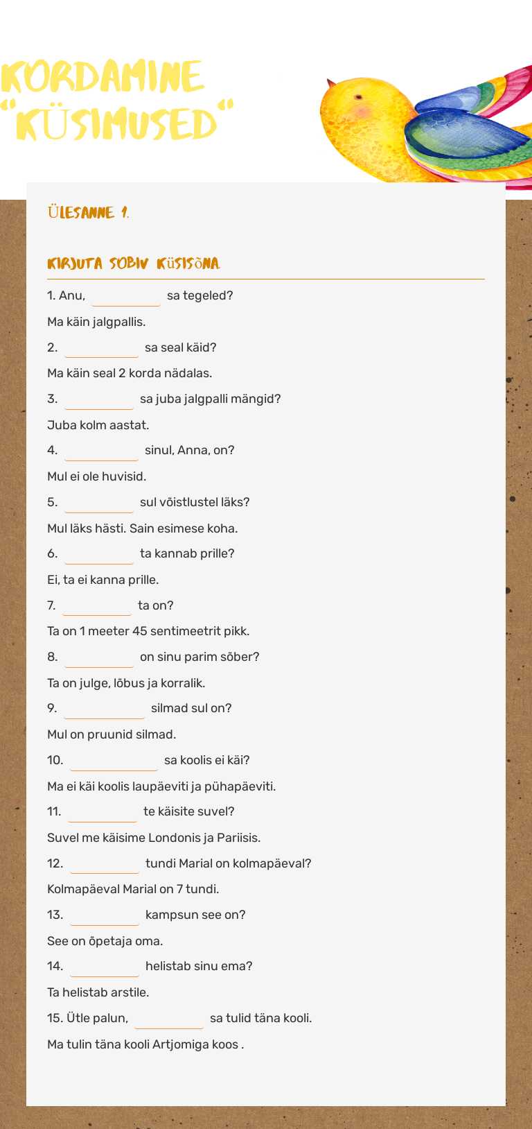 KORDAMINE "KÜSIMUSED" worksheet preview image