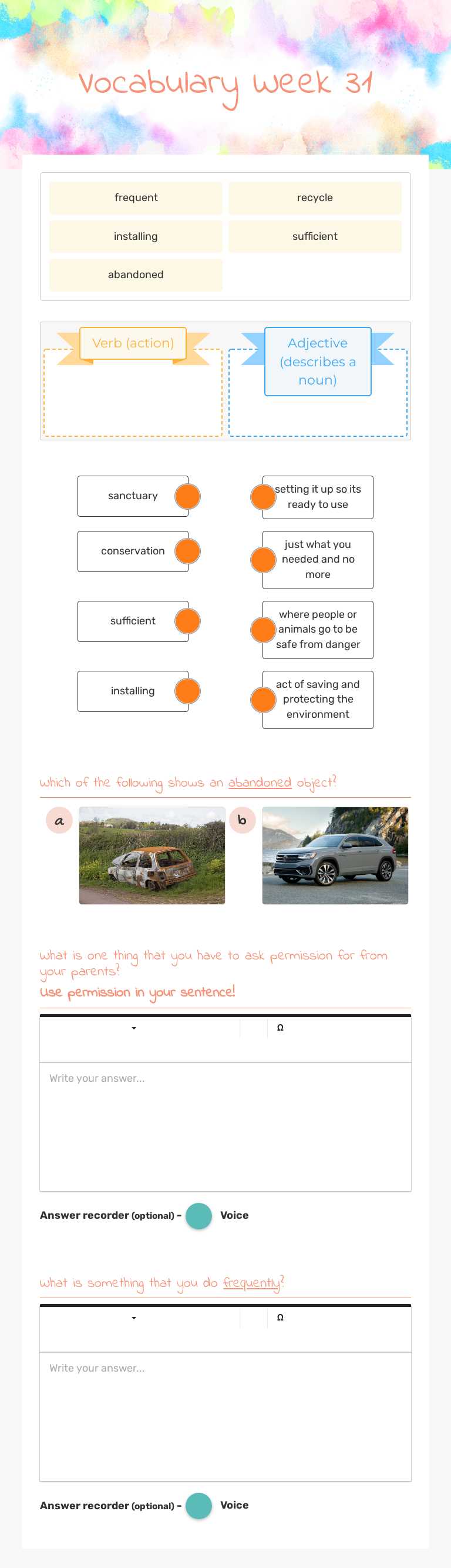 Vocabulary Week 31 worksheet preview image