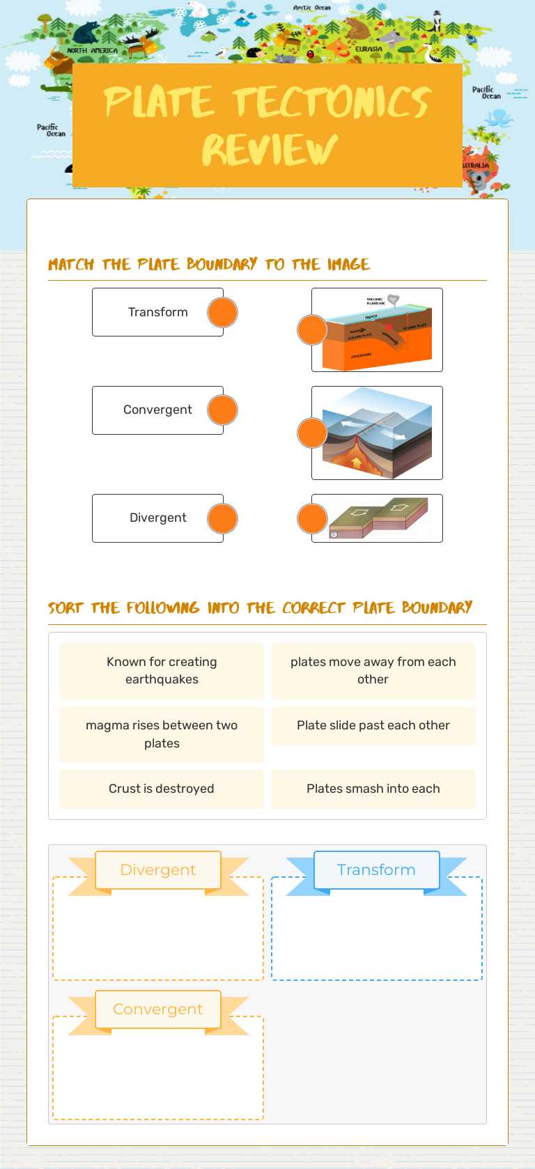 Plate Tectonics Review worksheet preview image