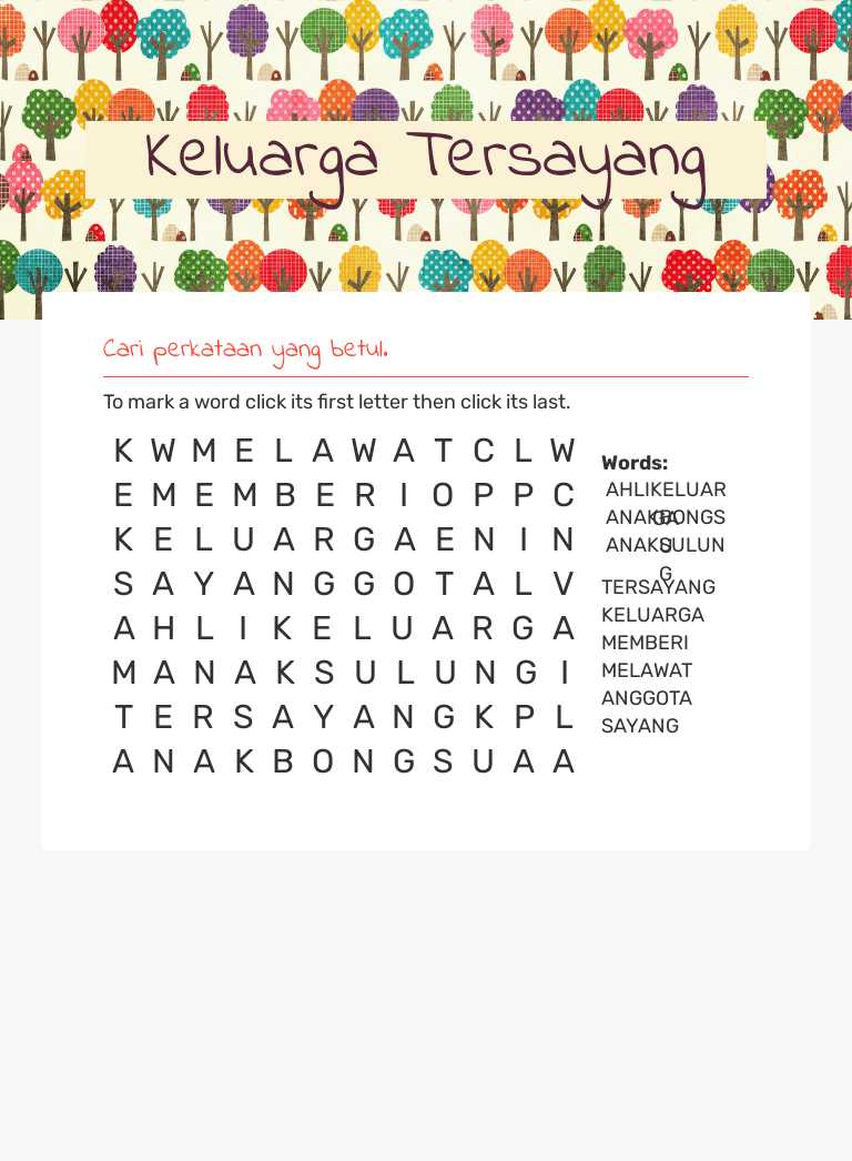 Keluarga Tersayang worksheet preview image