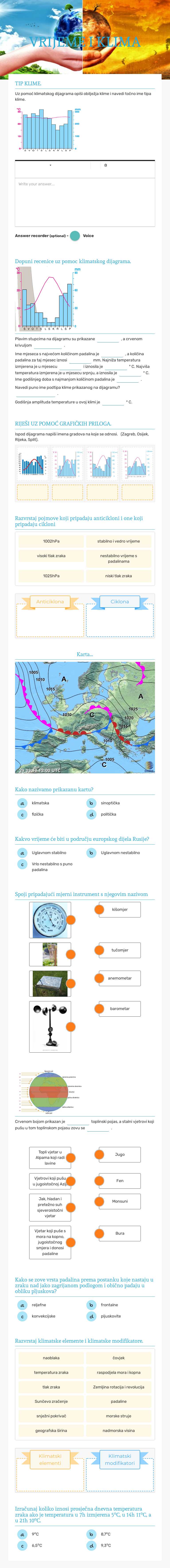 VRIJEME I KLIMA worksheet preview image