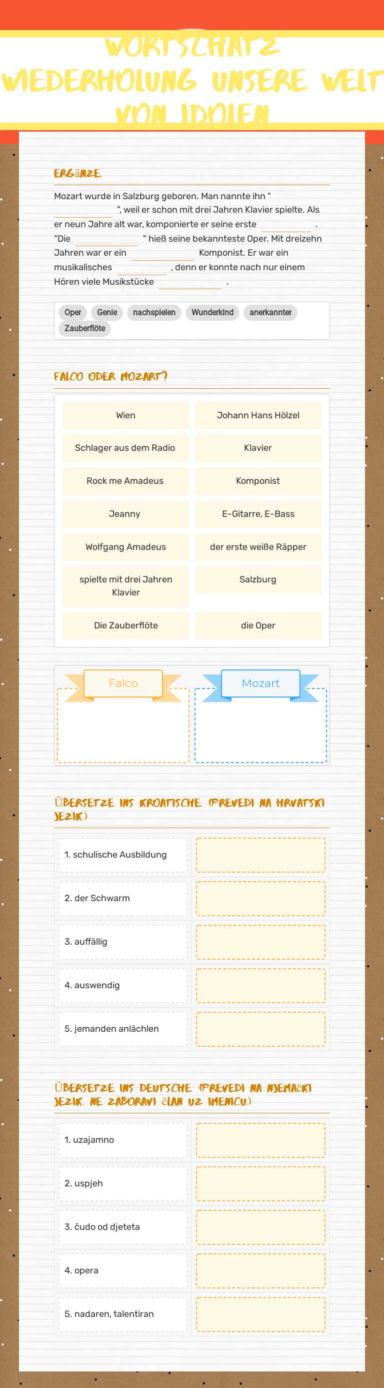 Wortschatz Wiederholung 
Unsere welt von idolen Grade 7 worksheet preview