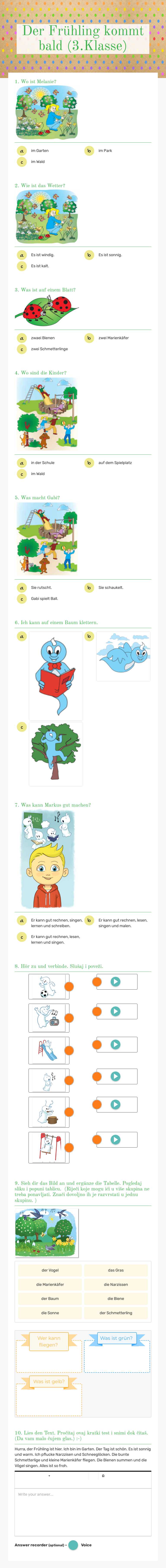 Der Frühling kommt bald (3.Klasse) worksheet preview image