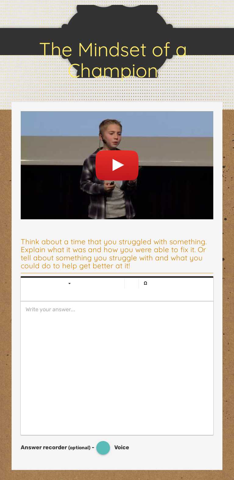 The Mindset of a Champion worksheet preview image