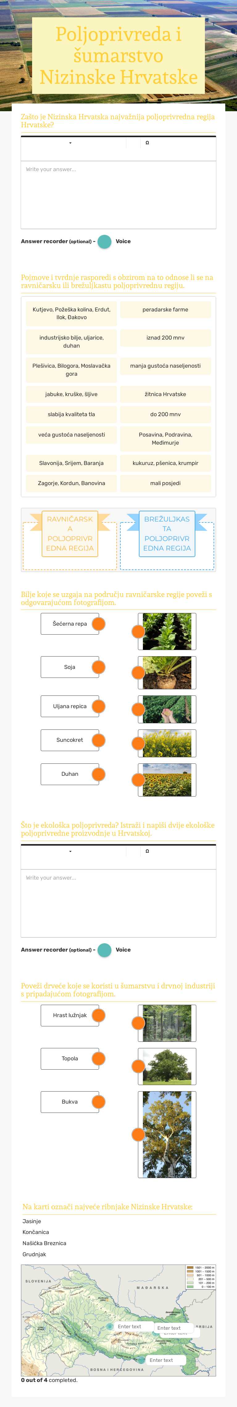 Poljoprivreda i šumarstvo Nizinske Hrvatske worksheet preview image