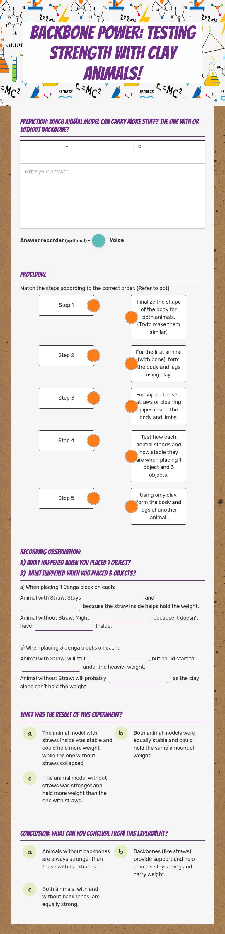 Backbone Power: Testing Strength with Clay Animals! worksheet preview image
