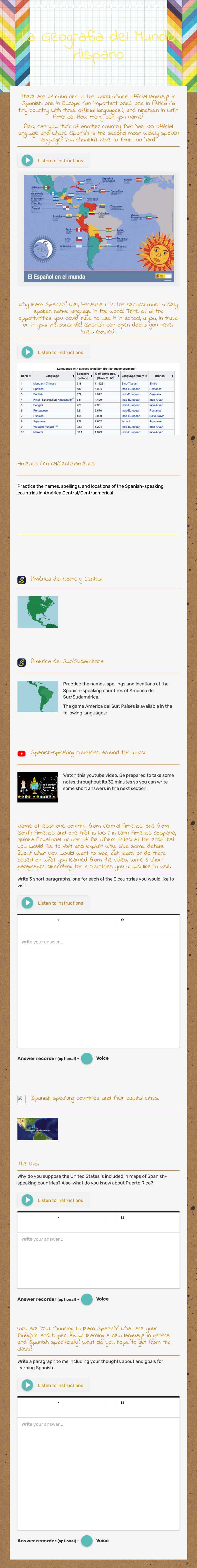 La Geografía del Mundo Hispano Grade 10 worksheet preview