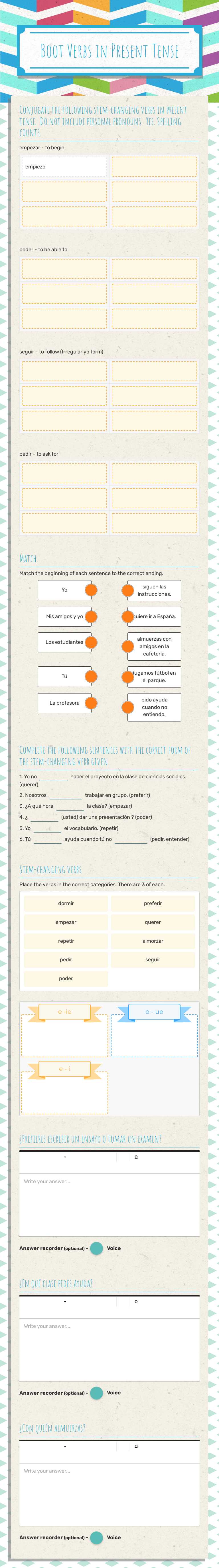 Boot Verbs in Present Tense worksheet preview image