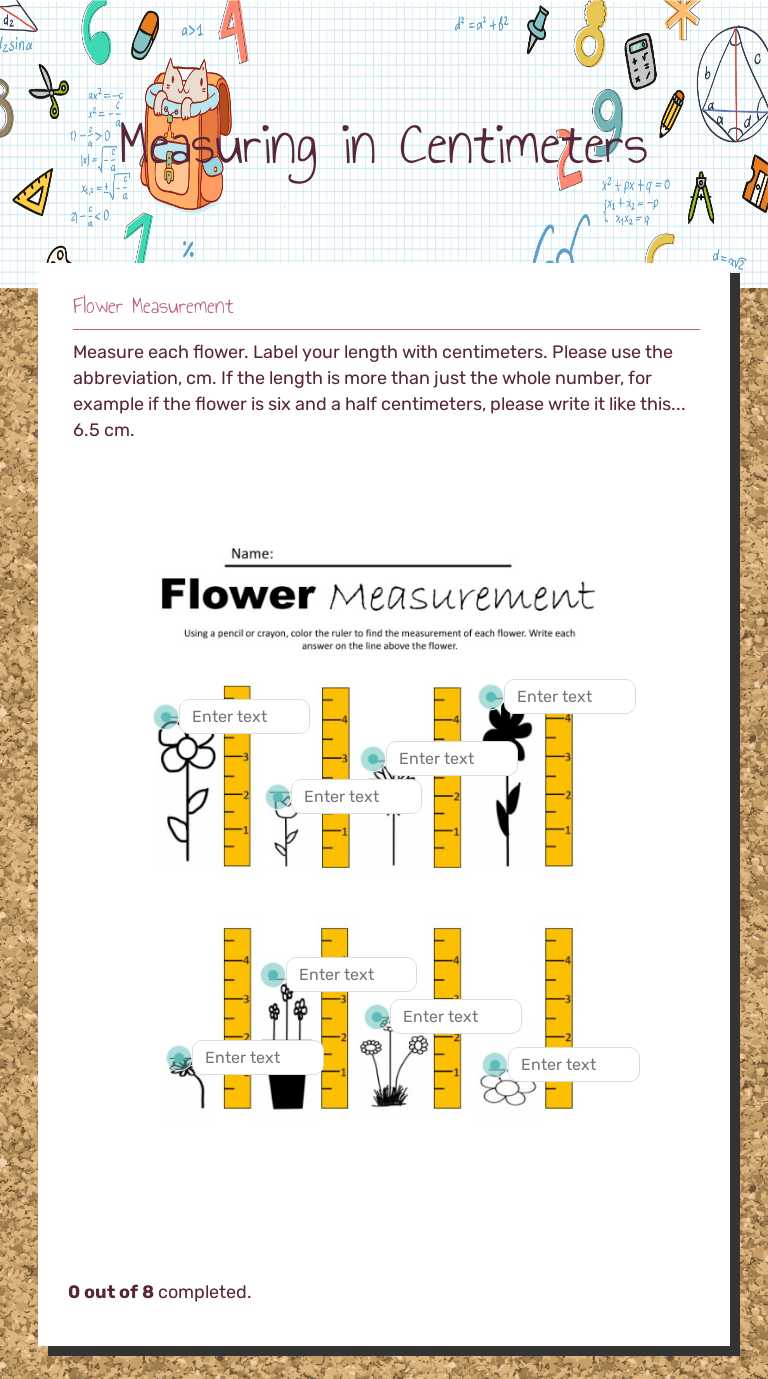 Measuring in Centimeters worksheet preview image