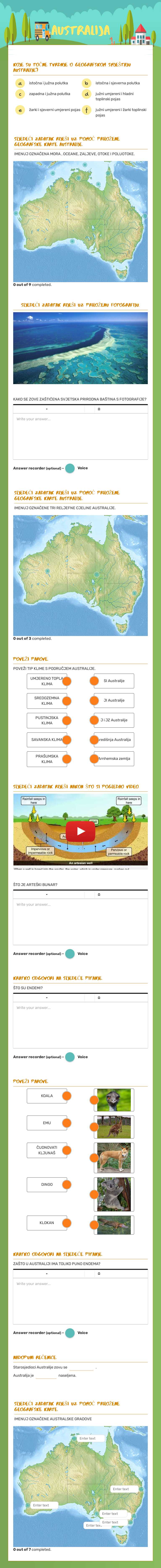 AUSTRALIJA worksheet preview image