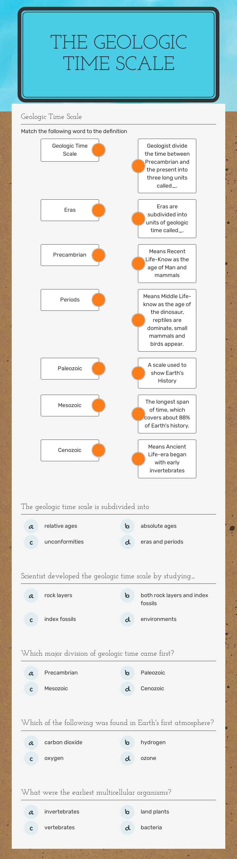 The Geologic Time Scale worksheet preview image