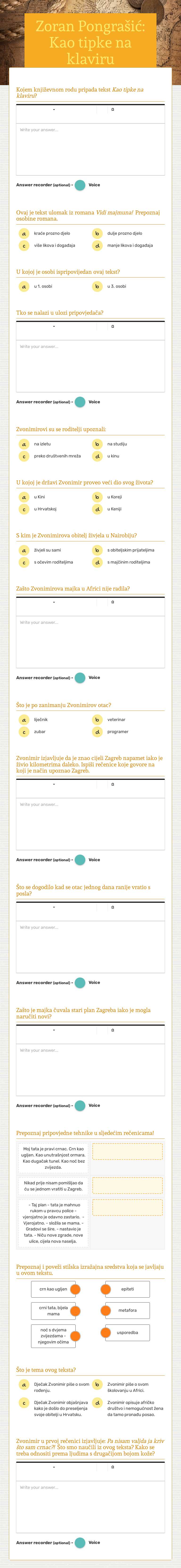 Zoran Pongrašić: Kao tipke na klaviru worksheet preview image