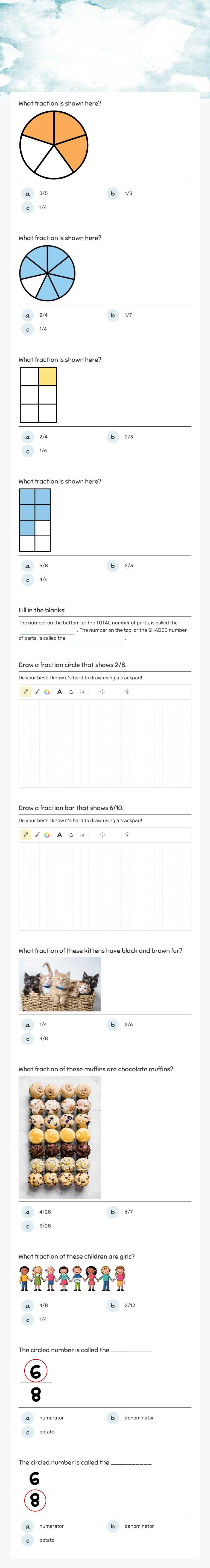 Fractions Day 2 worksheet preview image