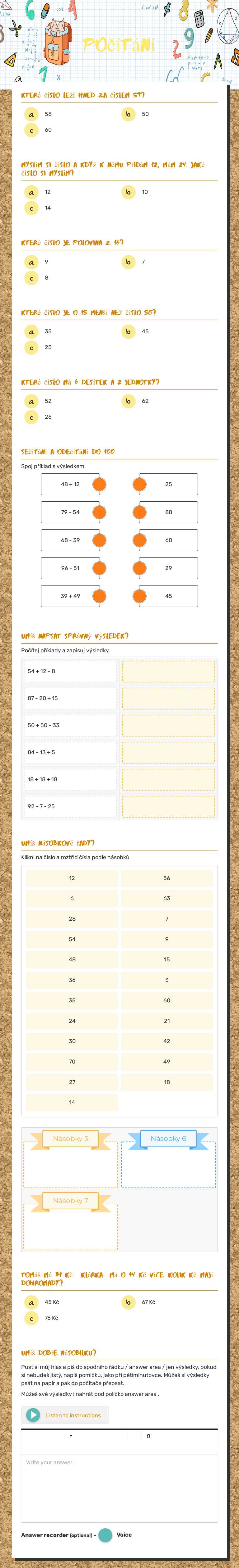 Počítání Grade 2 worksheet preview