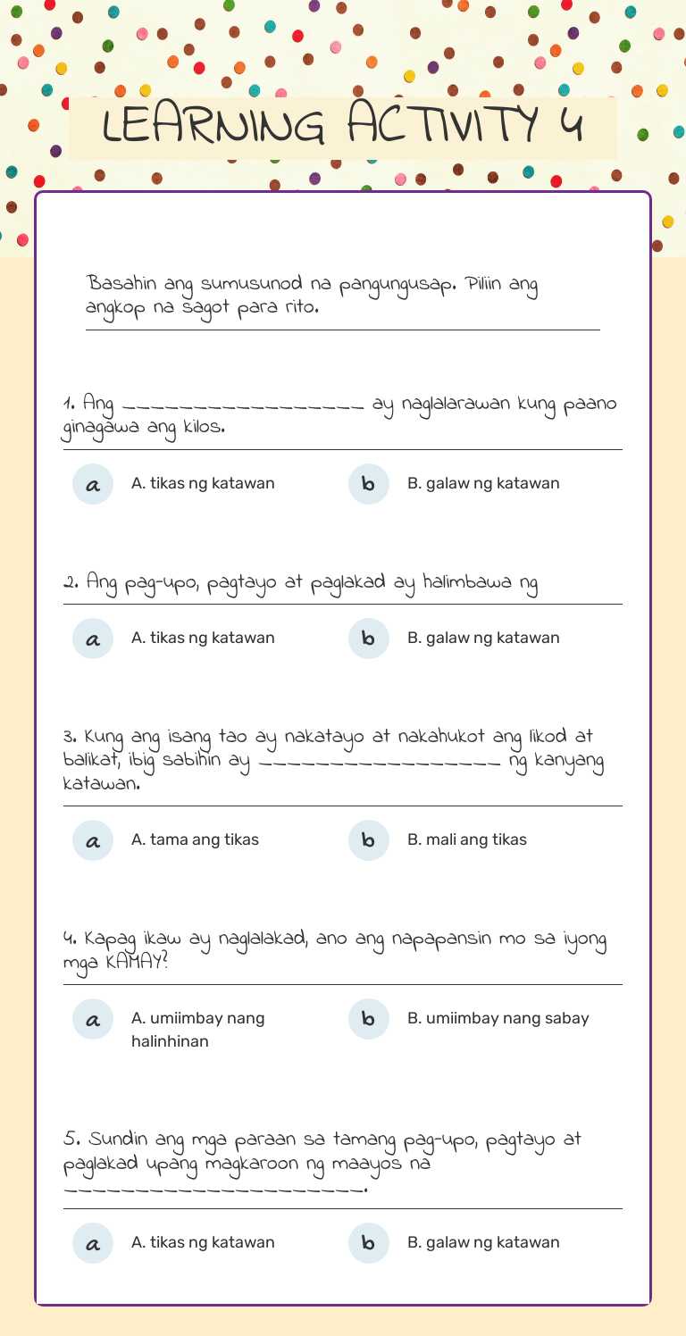 LEARNING ACTIVITY 4 Grade 2 worksheet preview