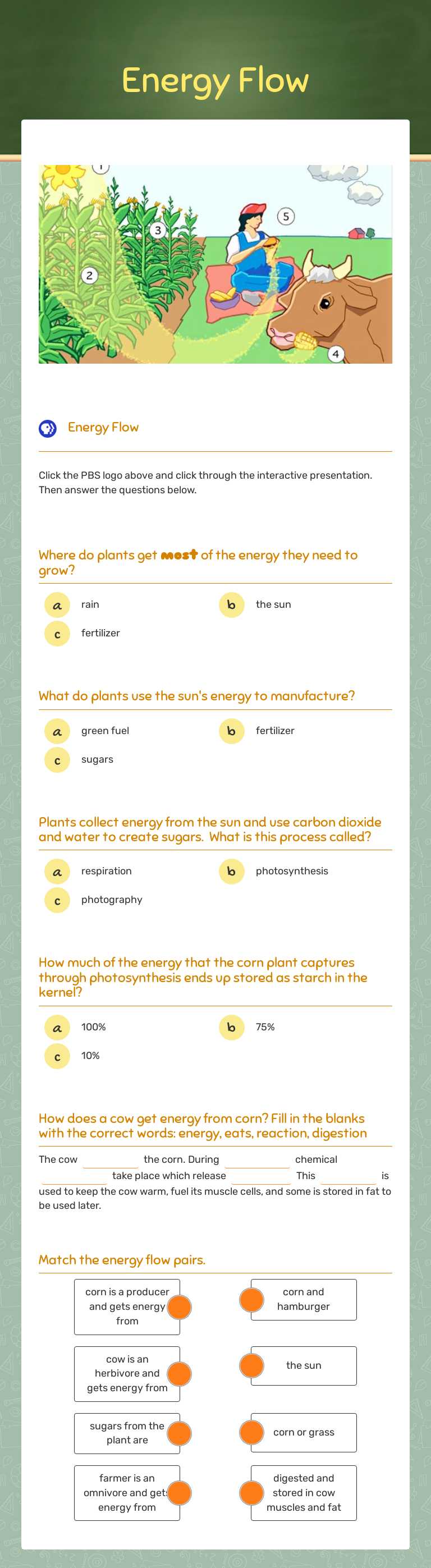 Energy Flow worksheet preview image