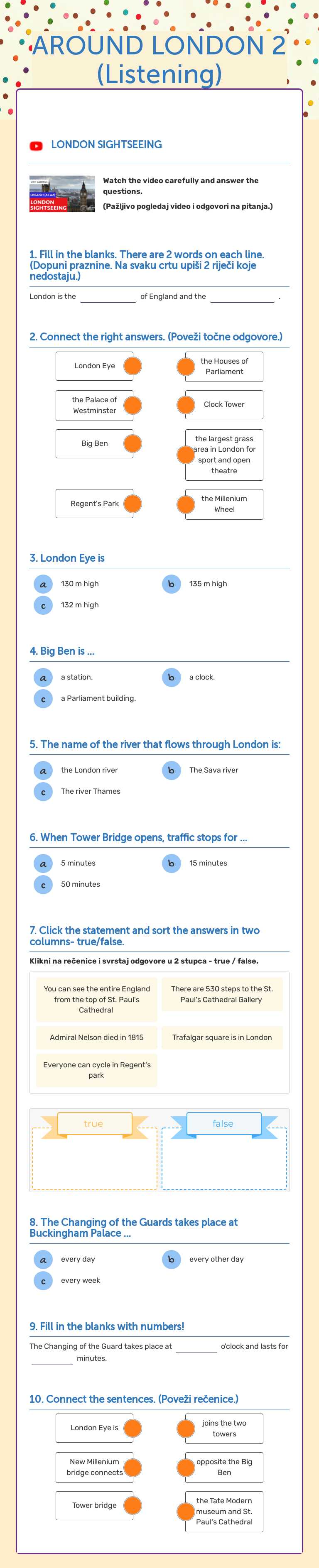 AROUND LONDON 2 (Listening) worksheet preview image