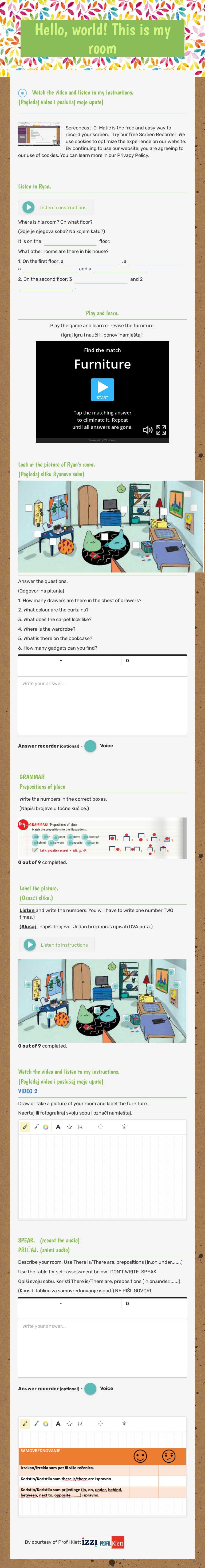 Hello, world!                      This is my room worksheet preview image