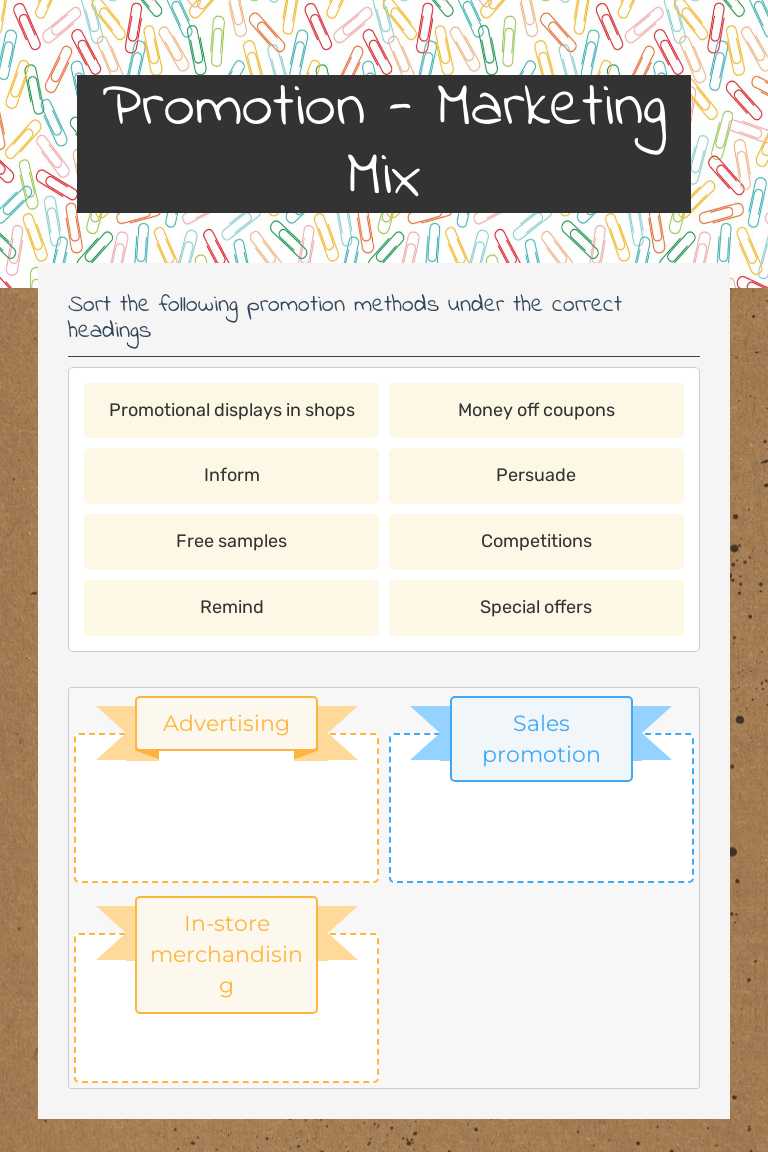 Promotion - Marketing Mix worksheet preview image