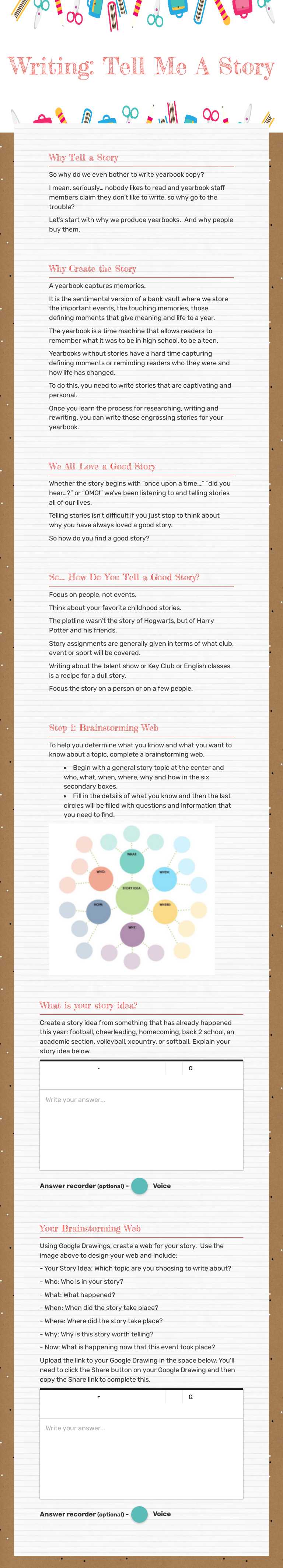 Writing: Tell Me A Story worksheet preview image