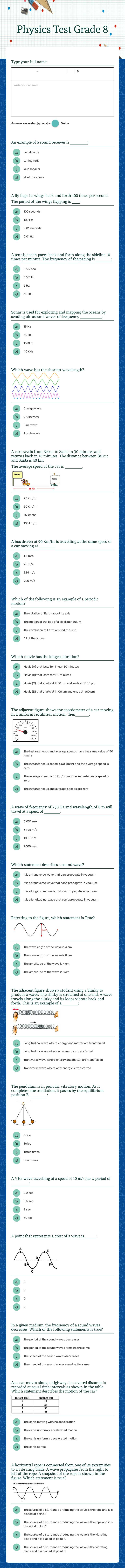 Physics Test
Grade 8 worksheet preview image