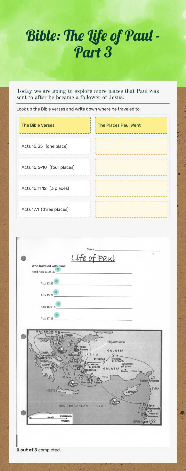 Bible:  The Life of Paul - Part 3 worksheet preview image