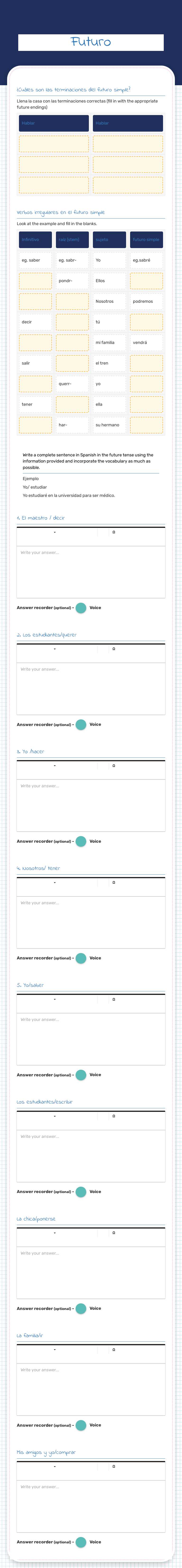 Futuro worksheet preview image