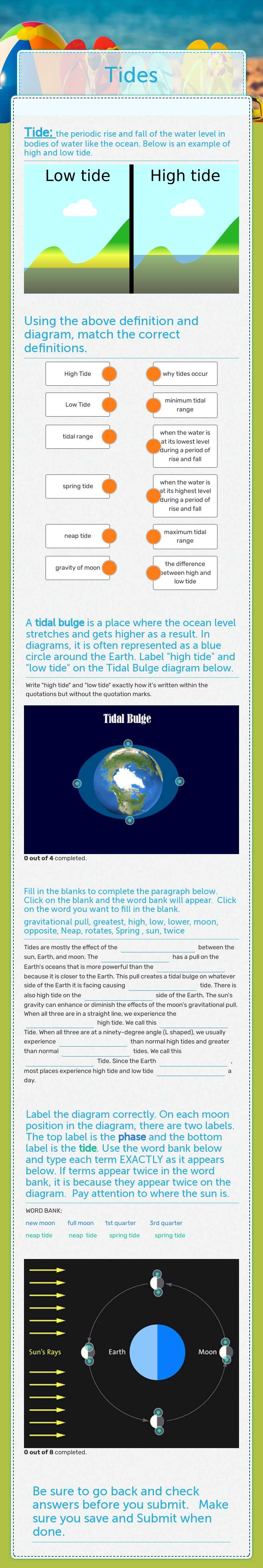 Tides worksheet preview image