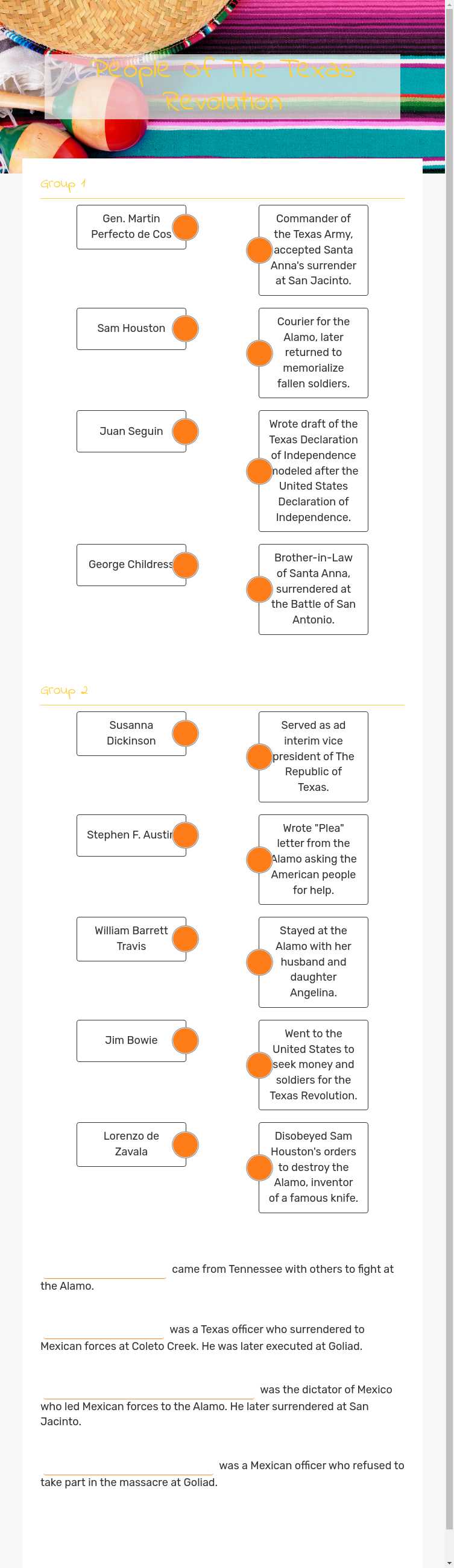 People Of The Texas Revolution worksheet preview image