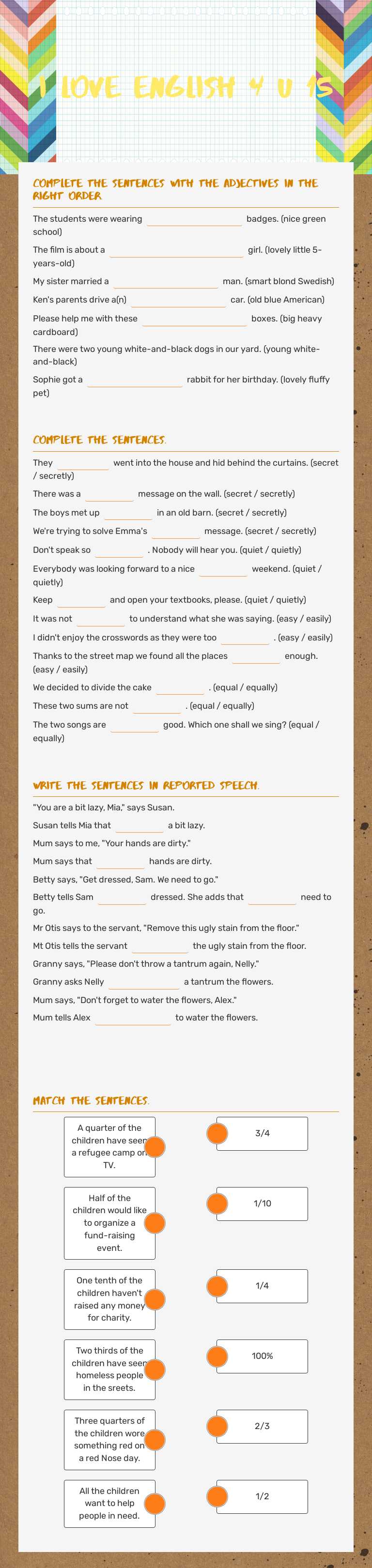 i Love English 4 U 15 worksheet preview image