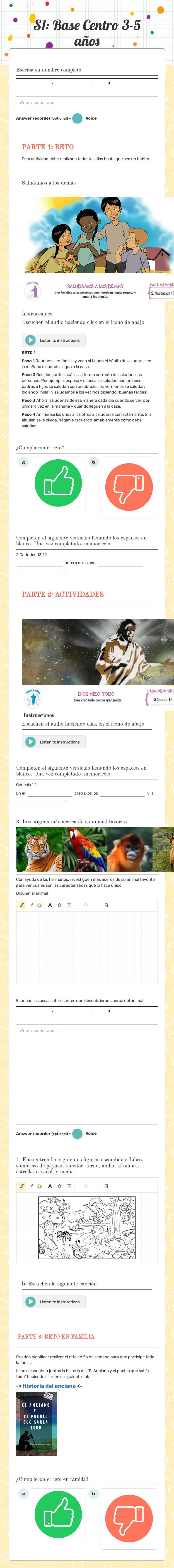 S1: Base Centro 3-5 años worksheet preview image
