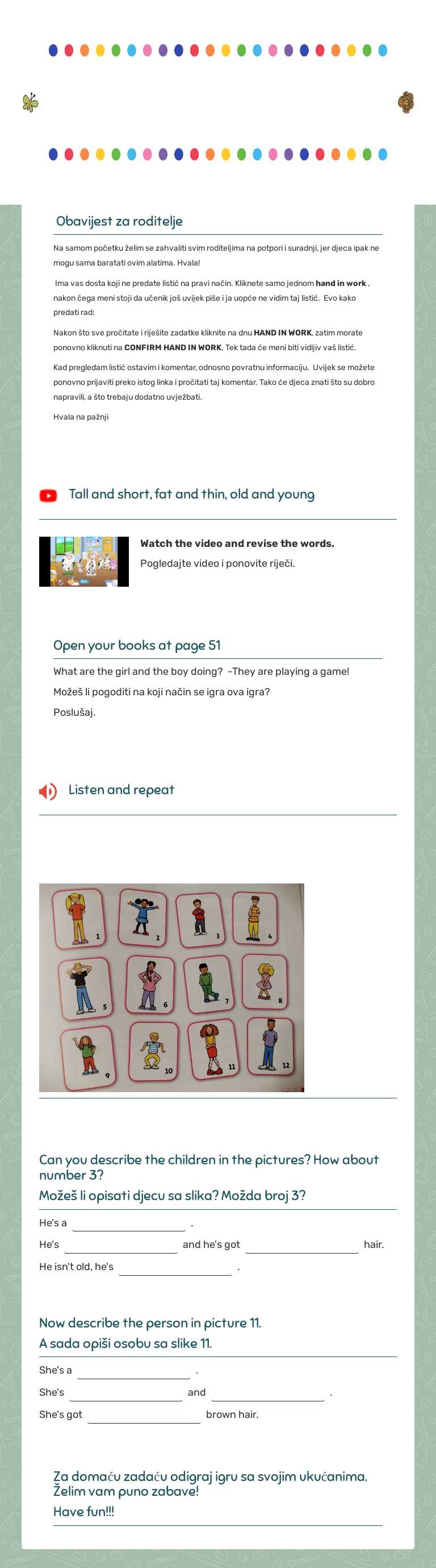 U7, L4 Describe a picture game Grade 2 worksheet preview