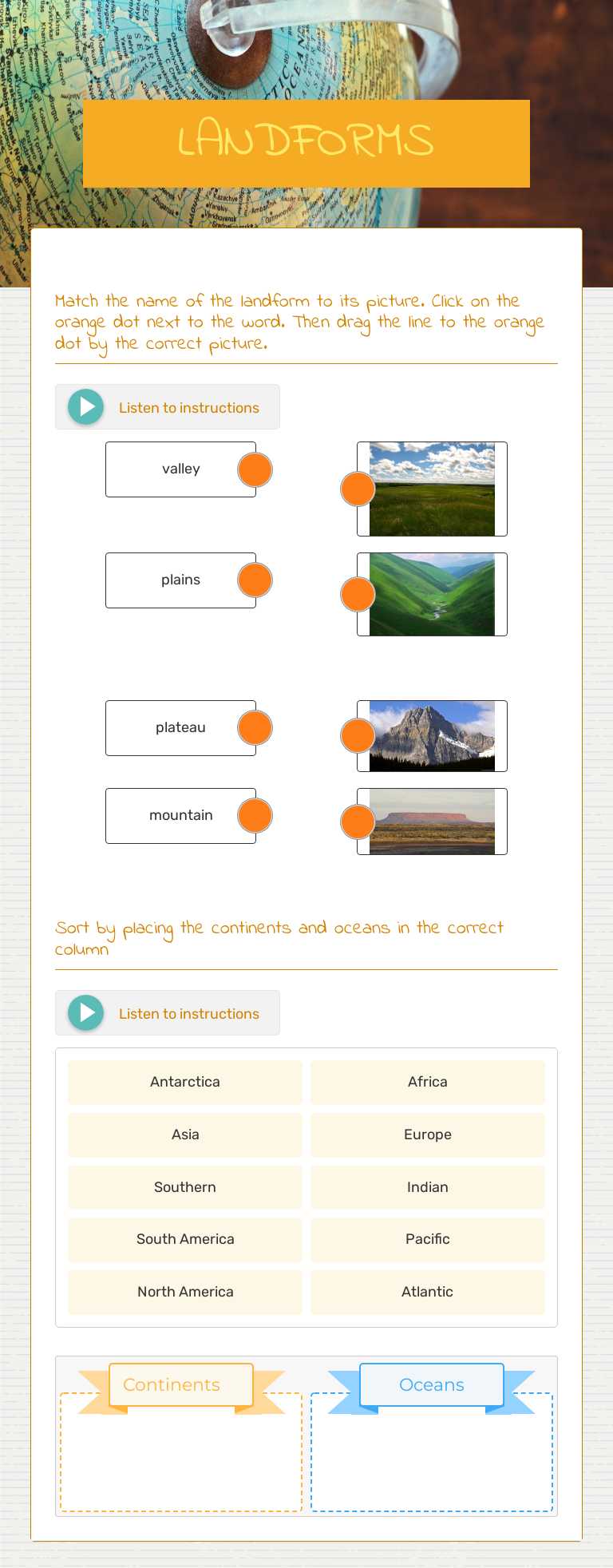 LANDFORMS Grade 2 worksheet preview