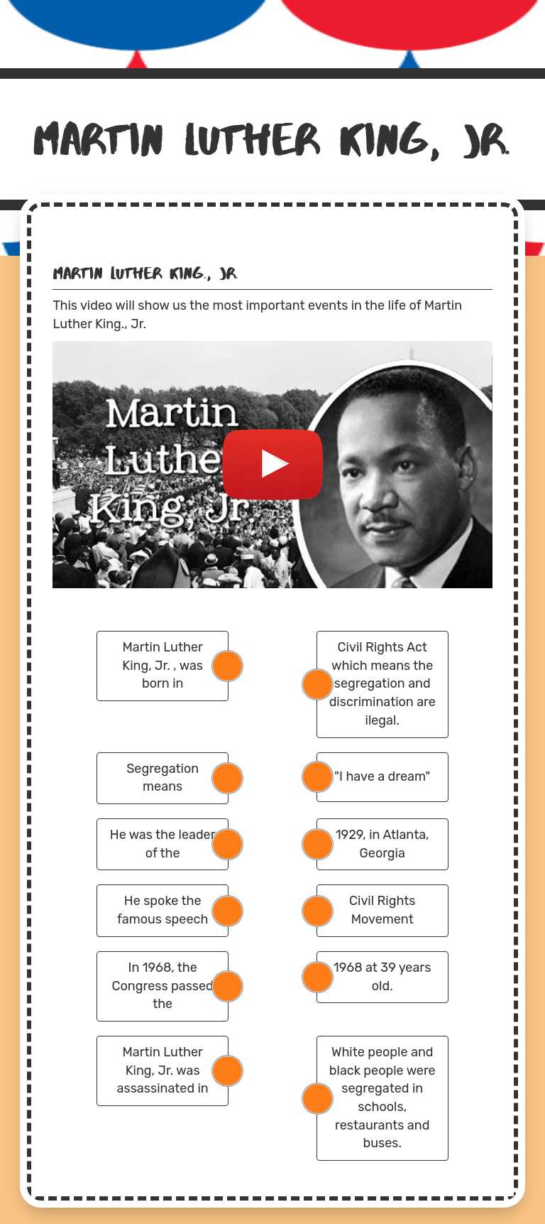 Martin Luther King, Jr. worksheet preview image