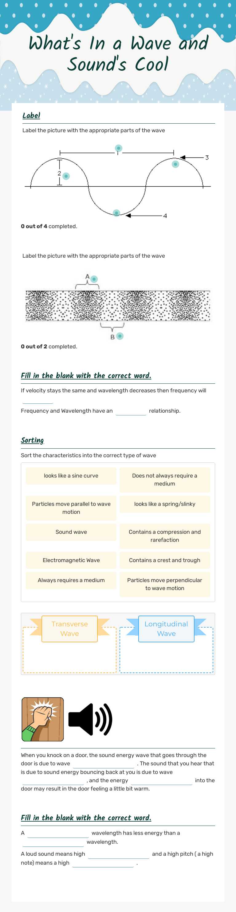What's In a Wave and Sound's Cool Grade 8 worksheet preview